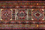 8x10 Navy and Ivory Kazak Tribal Rug