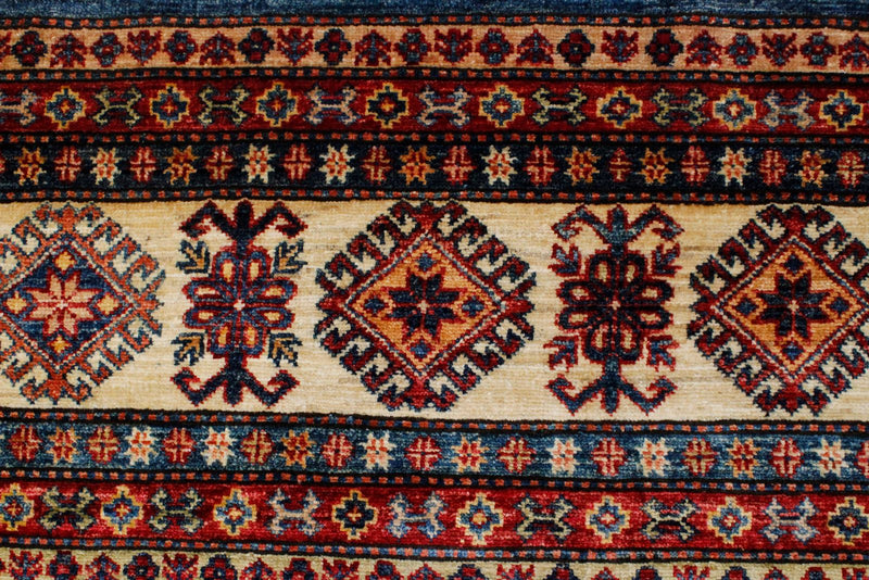 8x10 Red and Ivory Kazak Tribal Rug