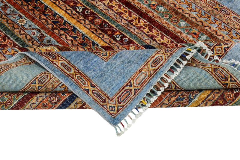 5x7 Multicolor and Blue Turkish Tribal Rug