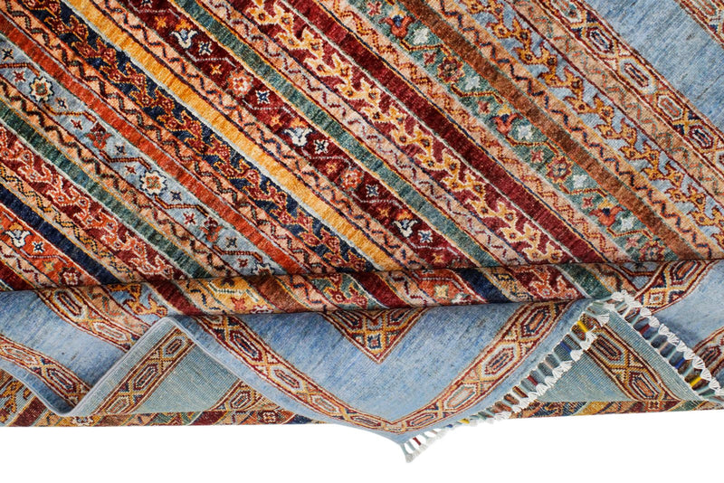 5x7 Multicolor and Blue Turkish Tribal Rug