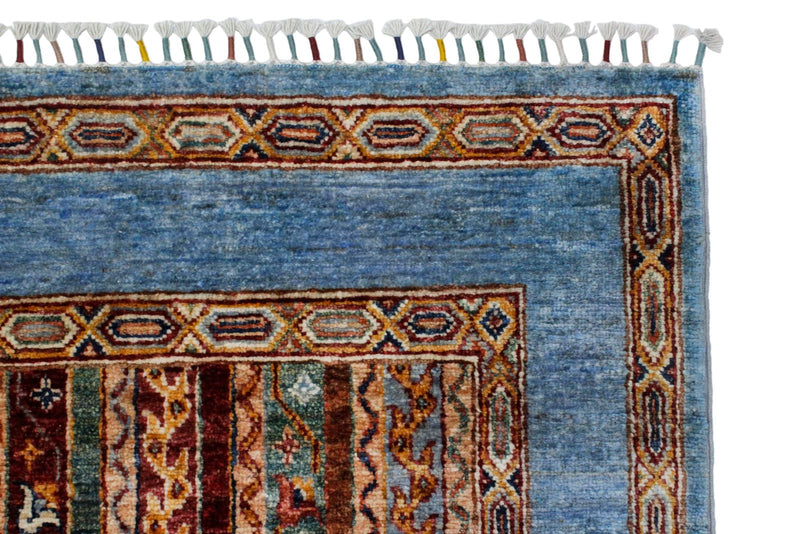 5x7 Multicolor and Blue Turkish Tribal Rug