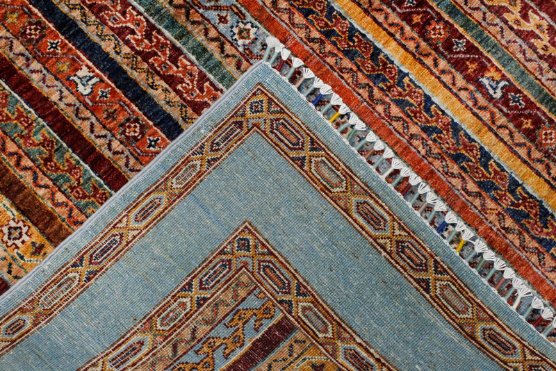 5x7 Multicolor and Blue Turkish Tribal Rug