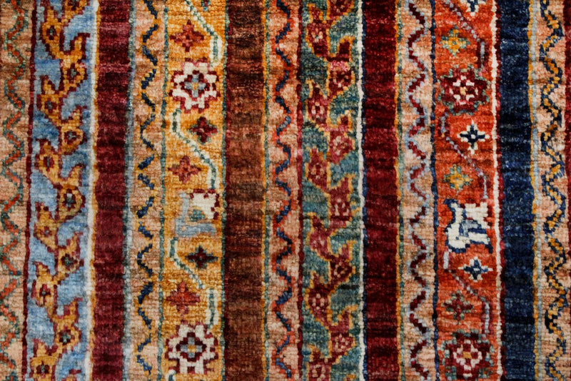 5x7 Multicolor and Blue Turkish Tribal Rug