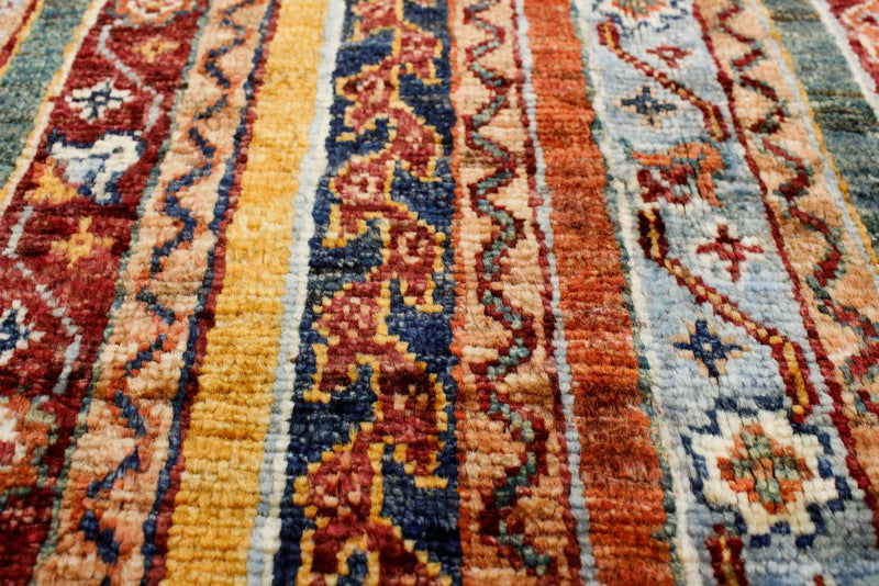 5x7 Multicolor and Blue Turkish Tribal Rug