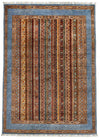 5x7 Multicolor and Blue Turkish Tribal Rug