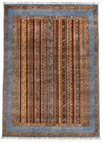 5x7 Multicolor and Blue Turkish Tribal Rug