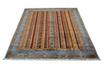 5x7 Multicolor and Blue Turkish Tribal Rug
