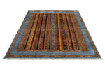 5x7 Multicolor and Blue Turkish Tribal Rug