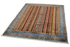 5x7 Multicolor and Blue Turkish Tribal Rug