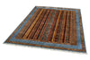 5x7 Multicolor and Blue Turkish Tribal Rug