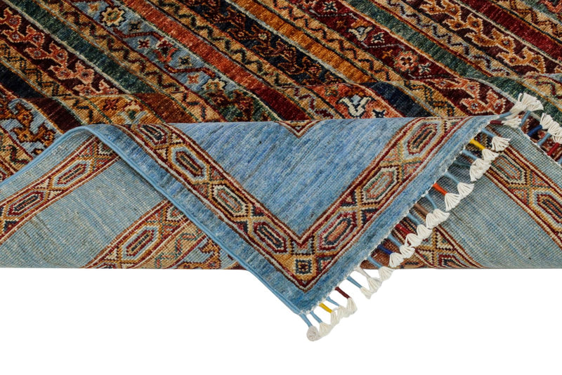 5x7 Multicolor and Blue Turkish Tribal Rug