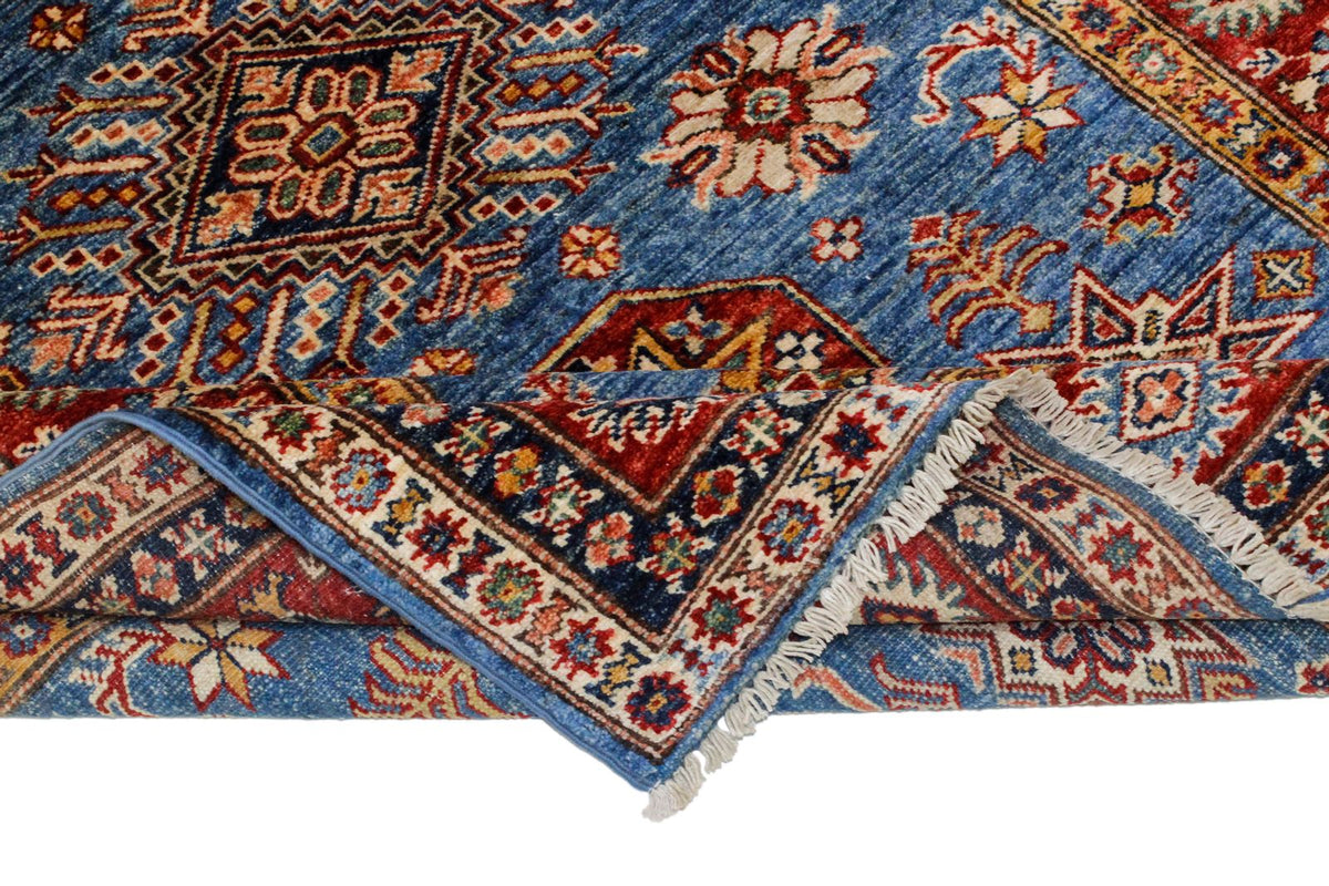 4x6 Blue and Red Kazak Tribal Rug