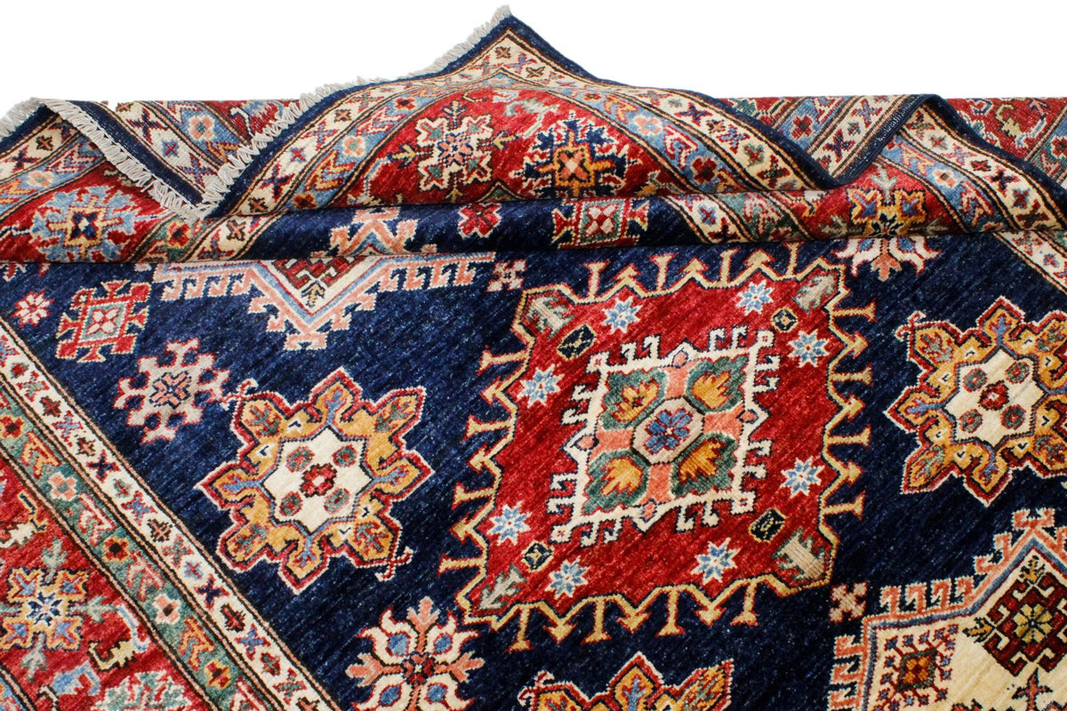 5x7 Navy and Red Kazak Tribal Rug