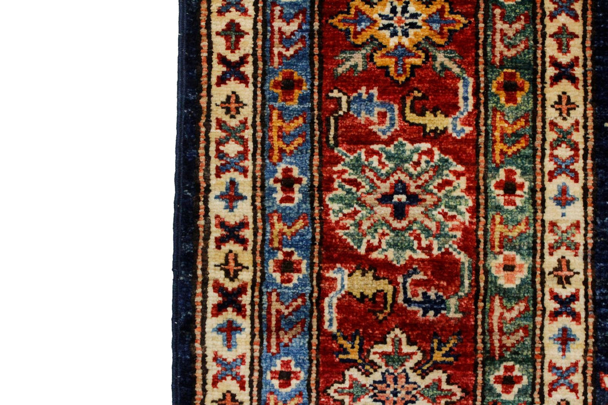 5x7 Navy and Red Kazak Tribal Rug