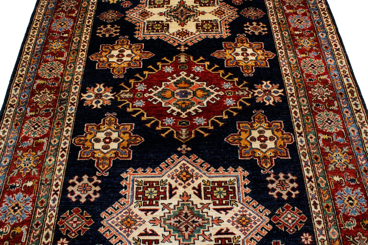 5x7 Navy and Red Kazak Tribal Rug