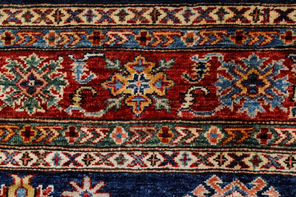 5x7 Navy and Red Kazak Tribal Rug