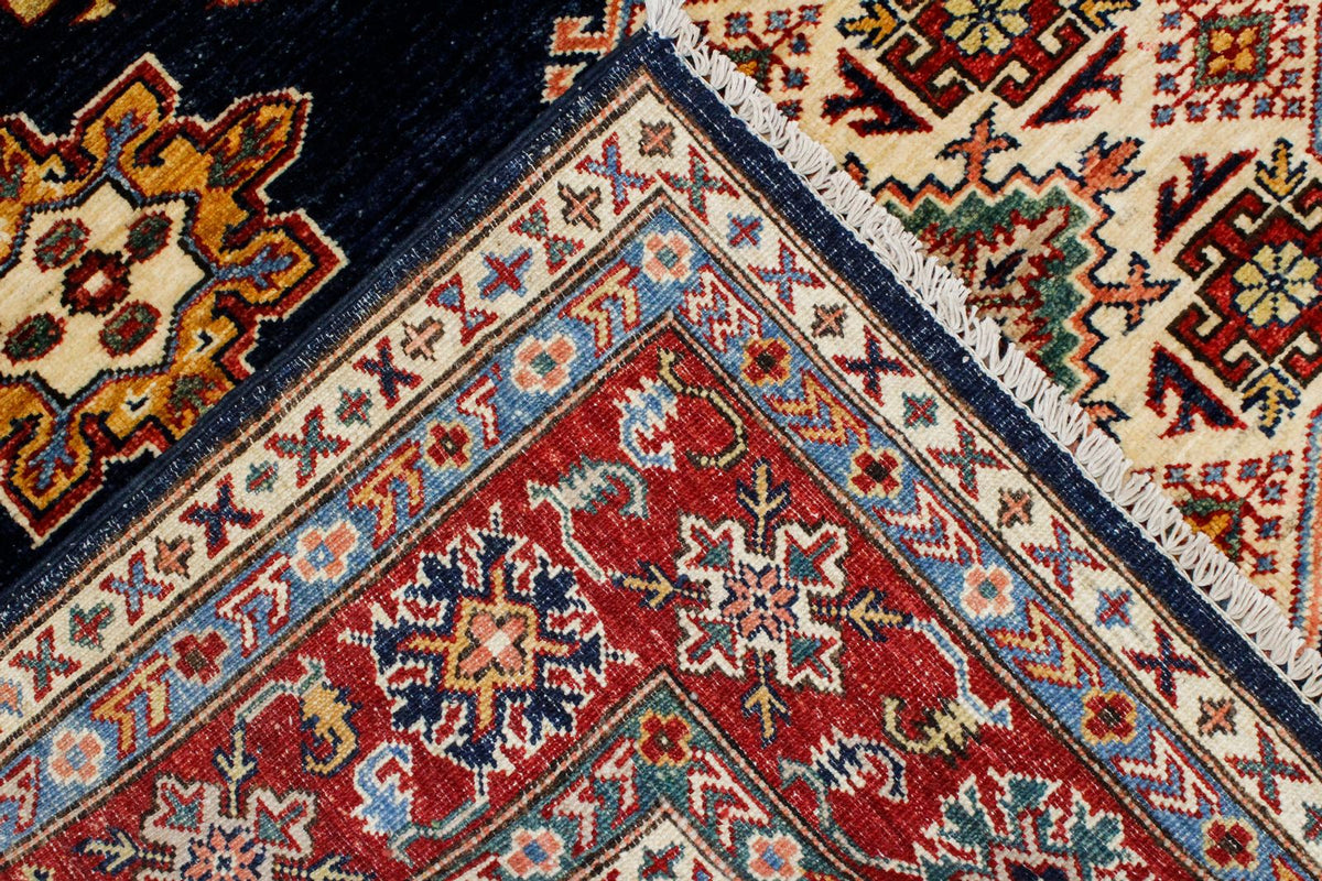5x7 Navy and Red Kazak Tribal Rug