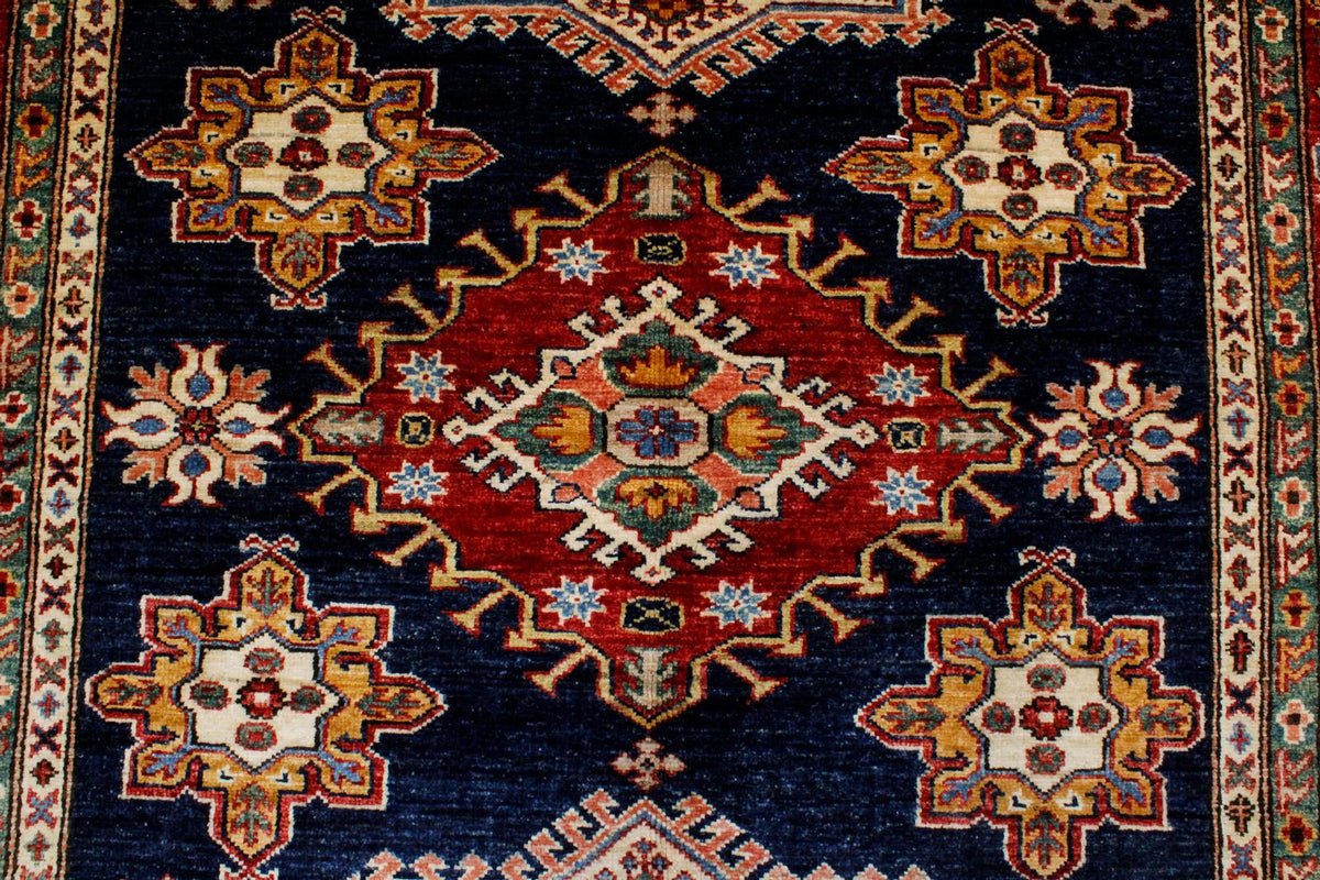 5x7 Navy and Red Kazak Tribal Rug