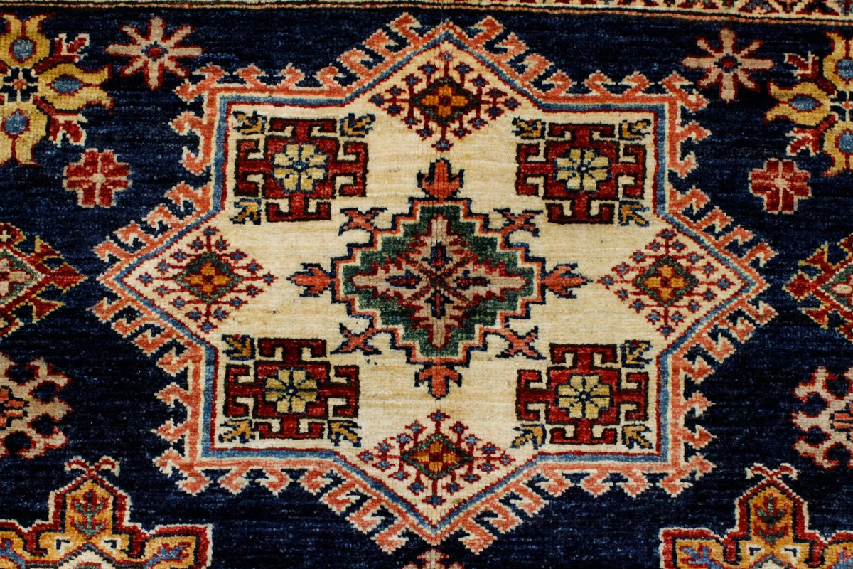 5x7 Navy and Red Kazak Tribal Rug