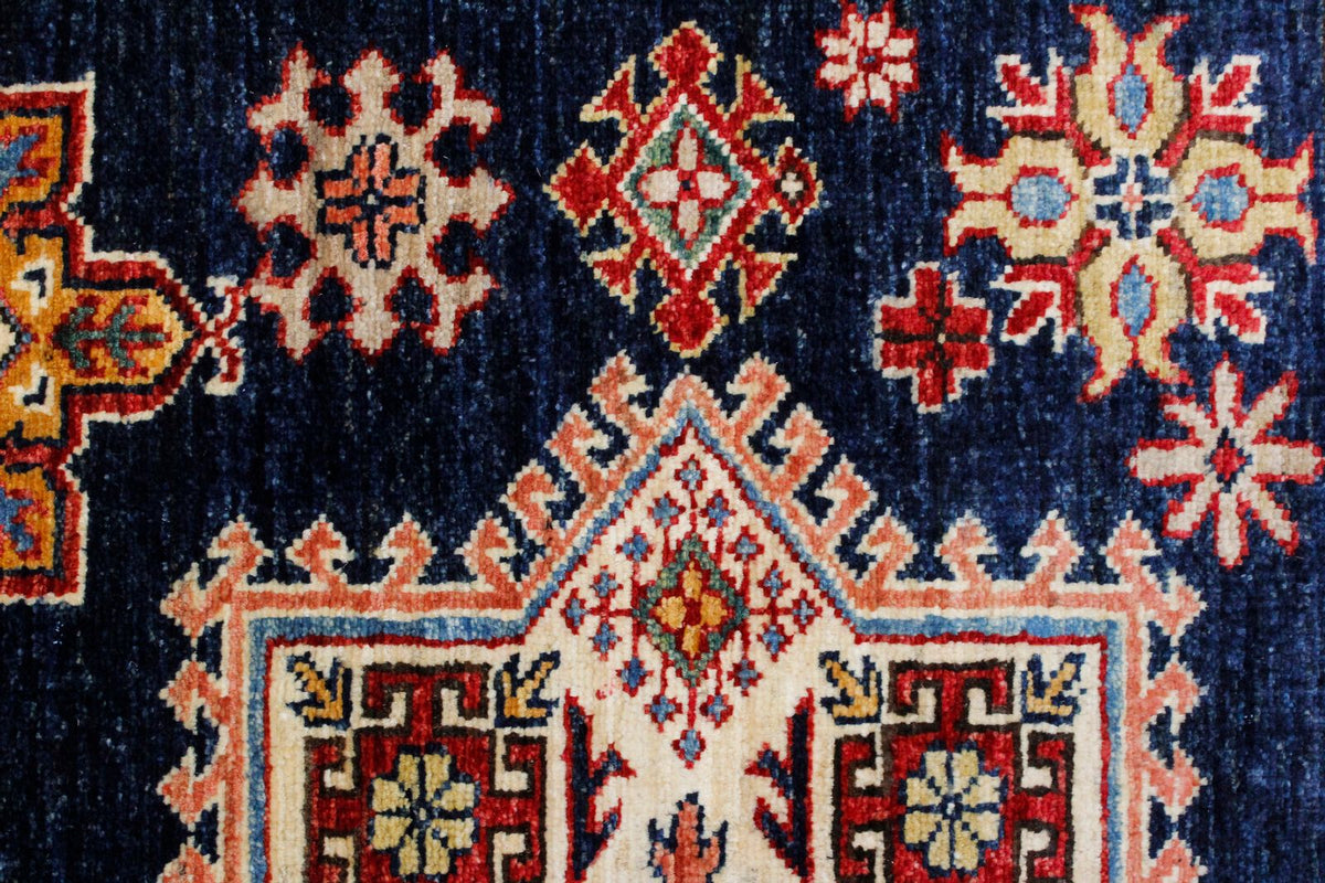 5x7 Navy and Red Kazak Tribal Rug