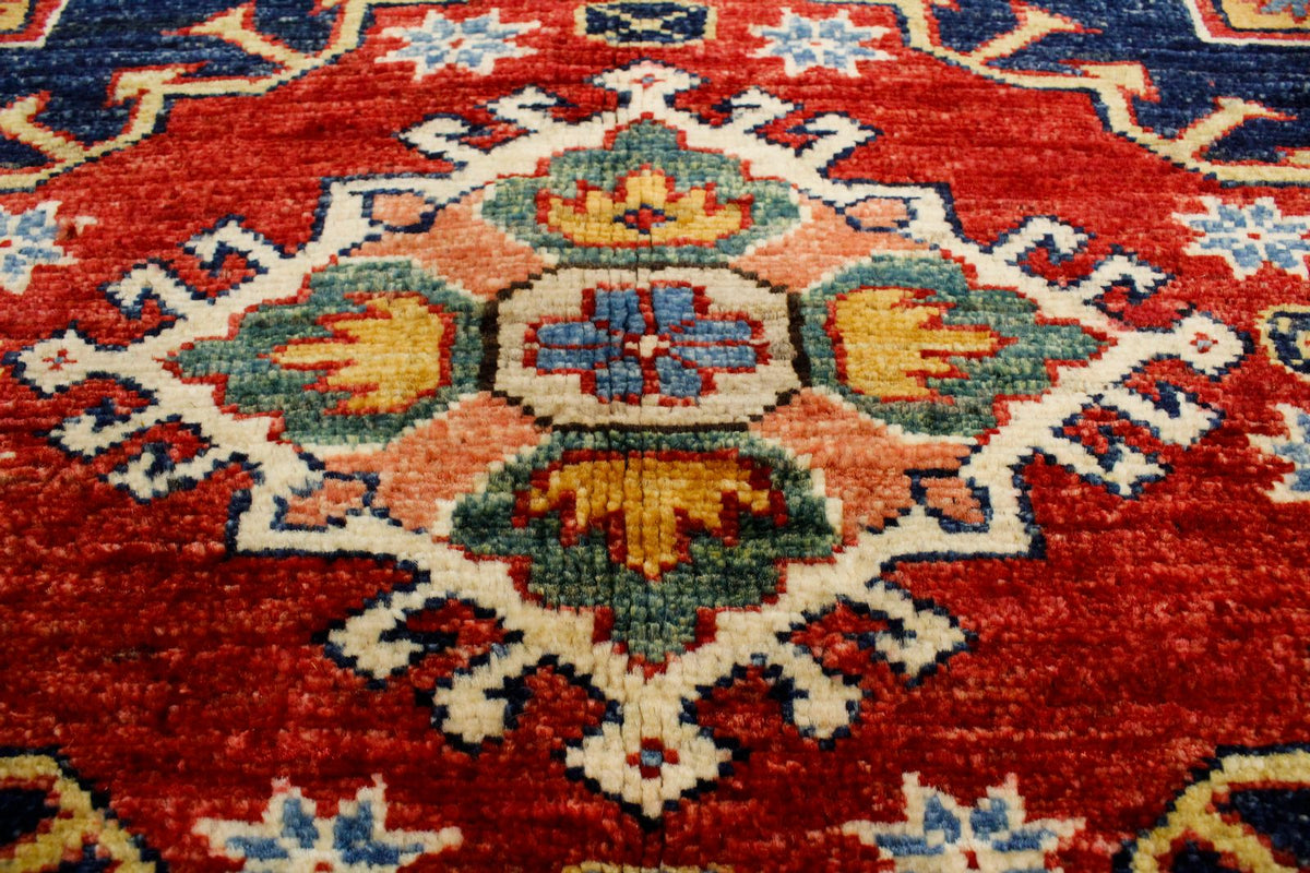 5x7 Navy and Red Kazak Tribal Rug