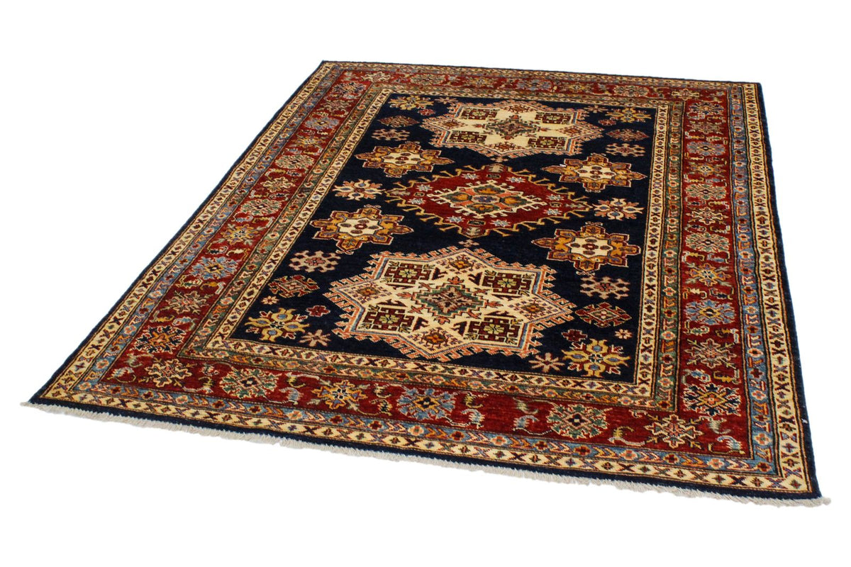 5x7 Navy and Red Kazak Tribal Rug