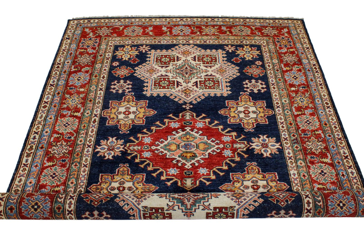 5x7 Navy and Red Kazak Tribal Rug