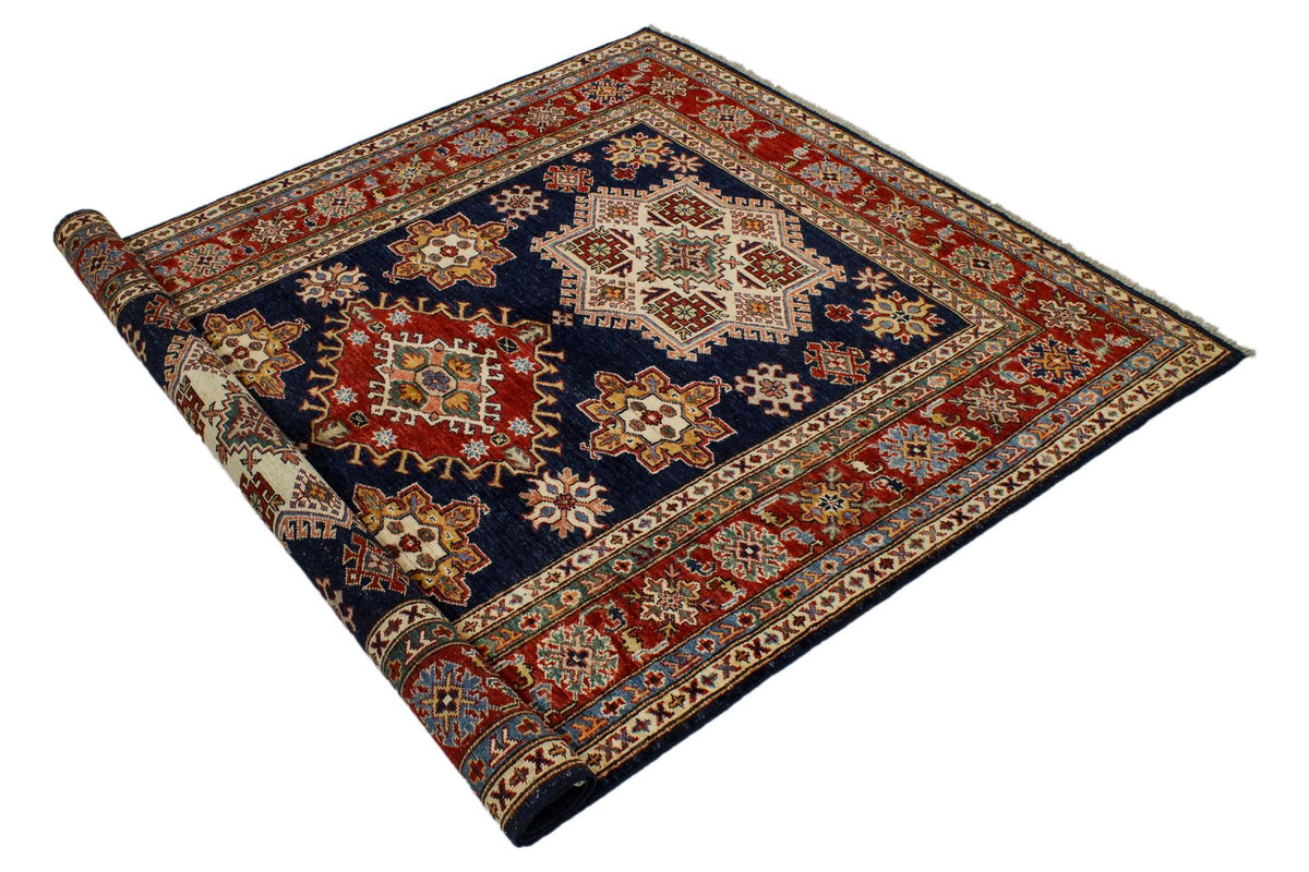5x7 Navy and Red Kazak Tribal Rug