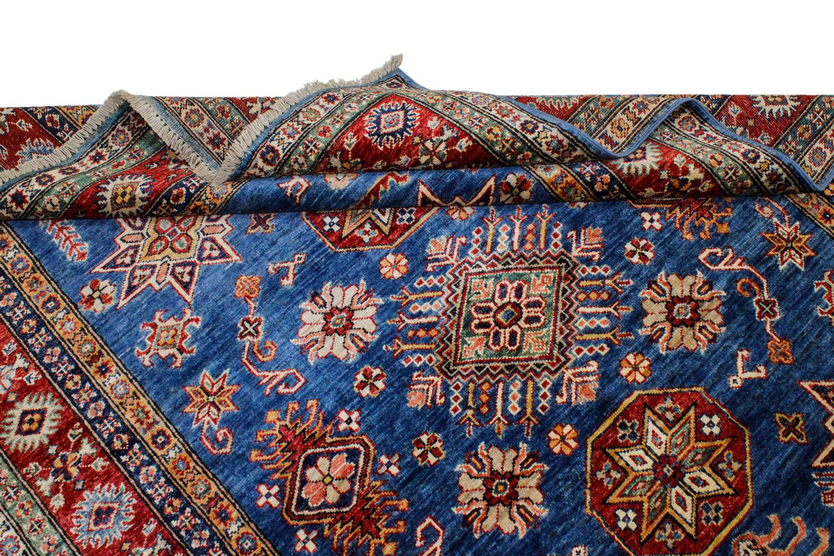 5x7 Blue and Red Kazak Tribal Rug