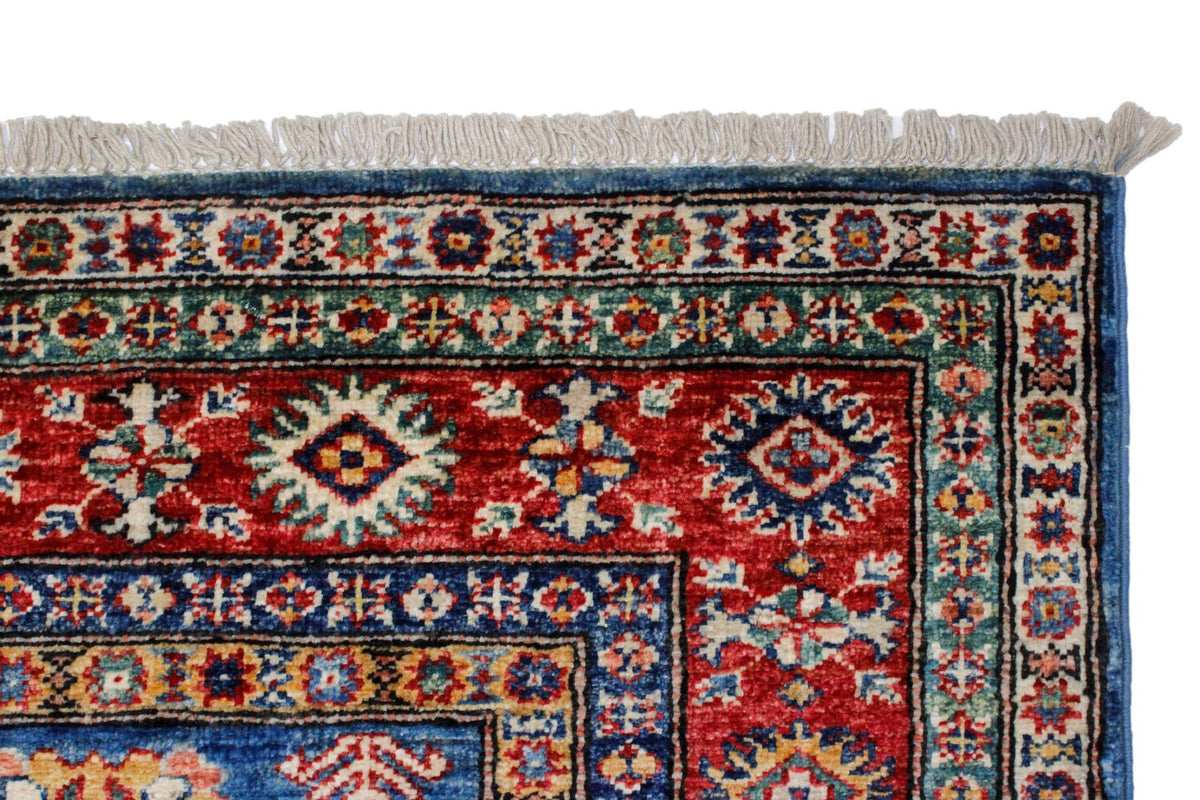 5x7 Blue and Red Kazak Tribal Rug