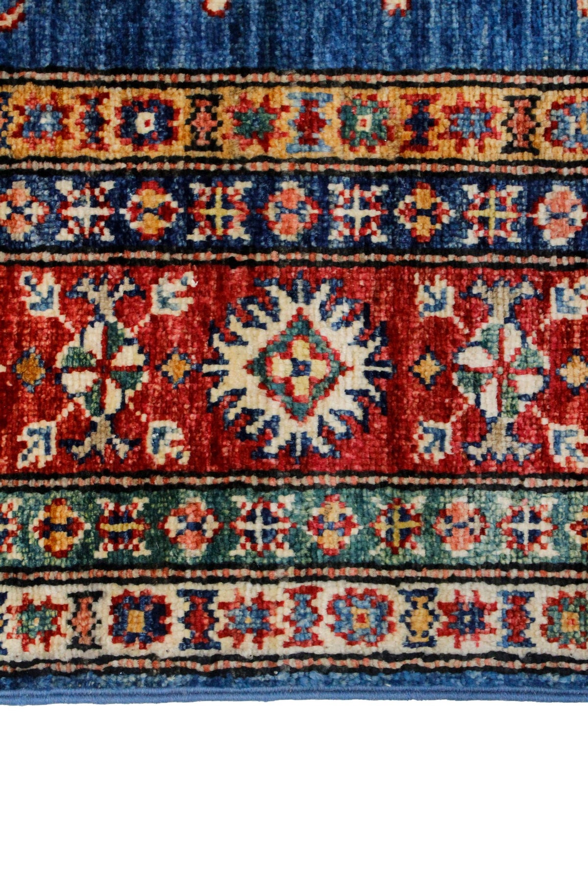 5x7 Blue and Red Kazak Tribal Rug
