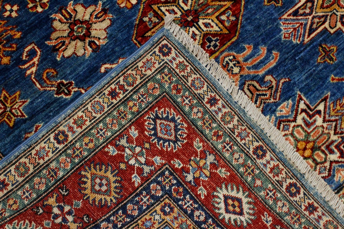 5x7 Blue and Red Kazak Tribal Rug