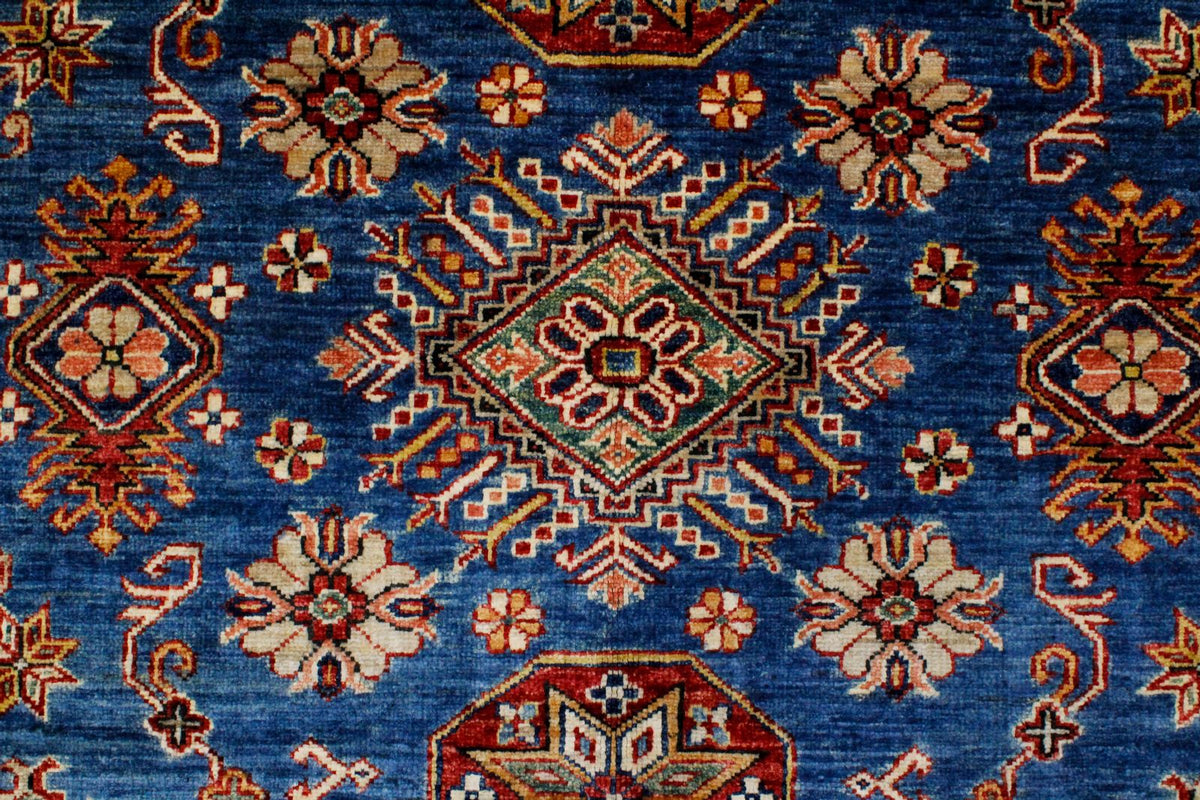 5x7 Blue and Red Kazak Tribal Rug