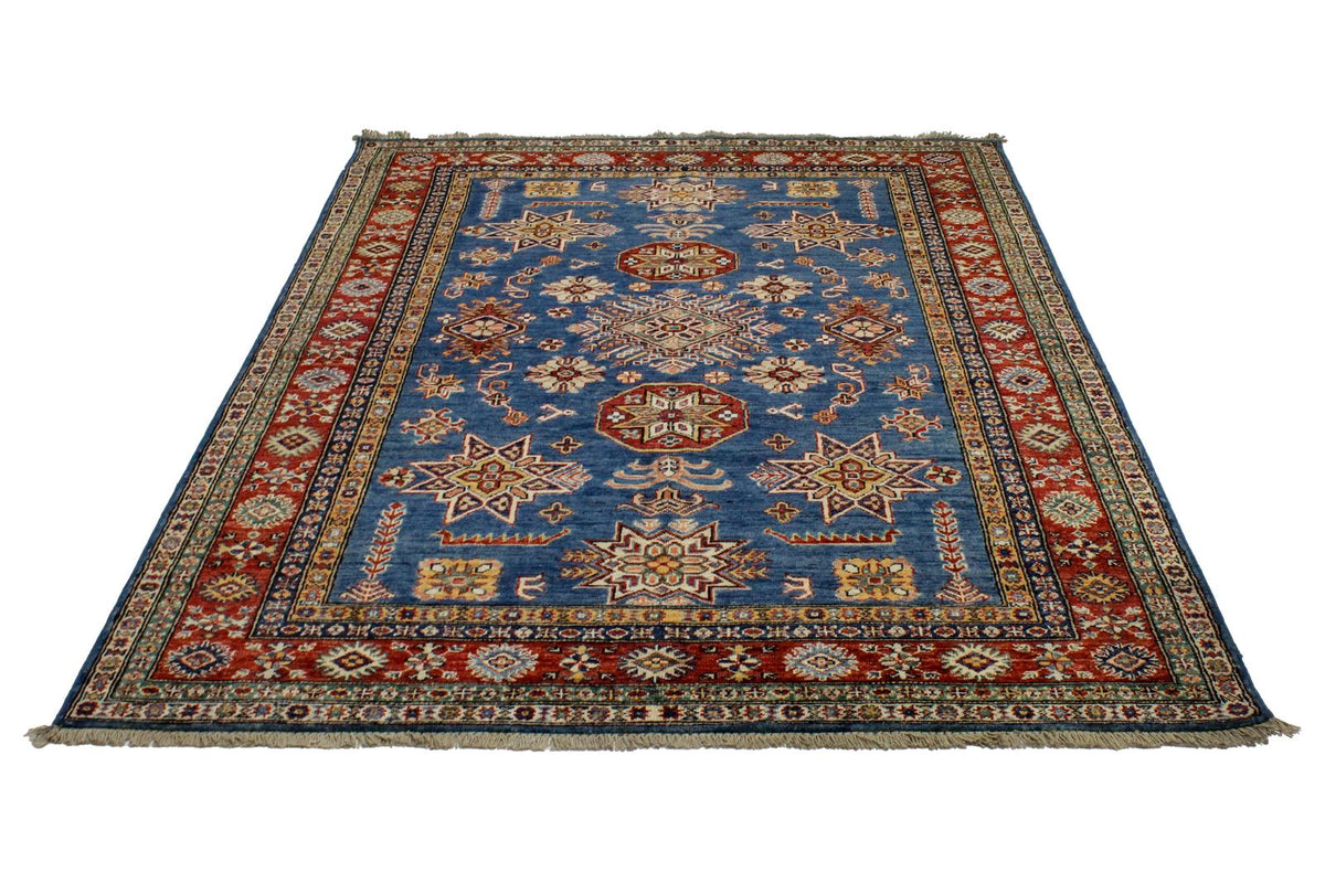 5x7 Blue and Red Kazak Tribal Rug