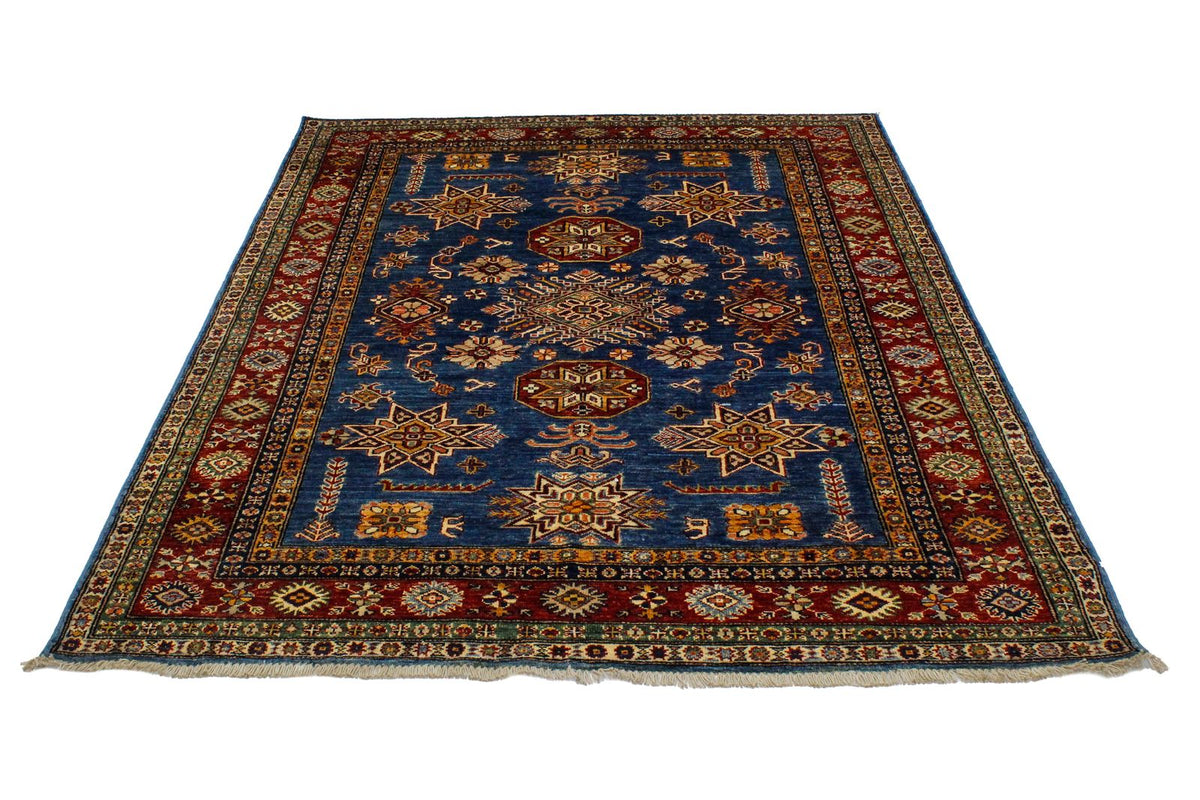 5x7 Blue and Red Kazak Tribal Rug