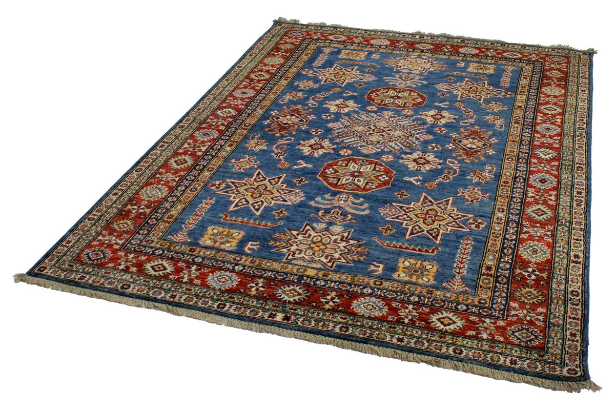 5x7 Blue and Red Kazak Tribal Rug