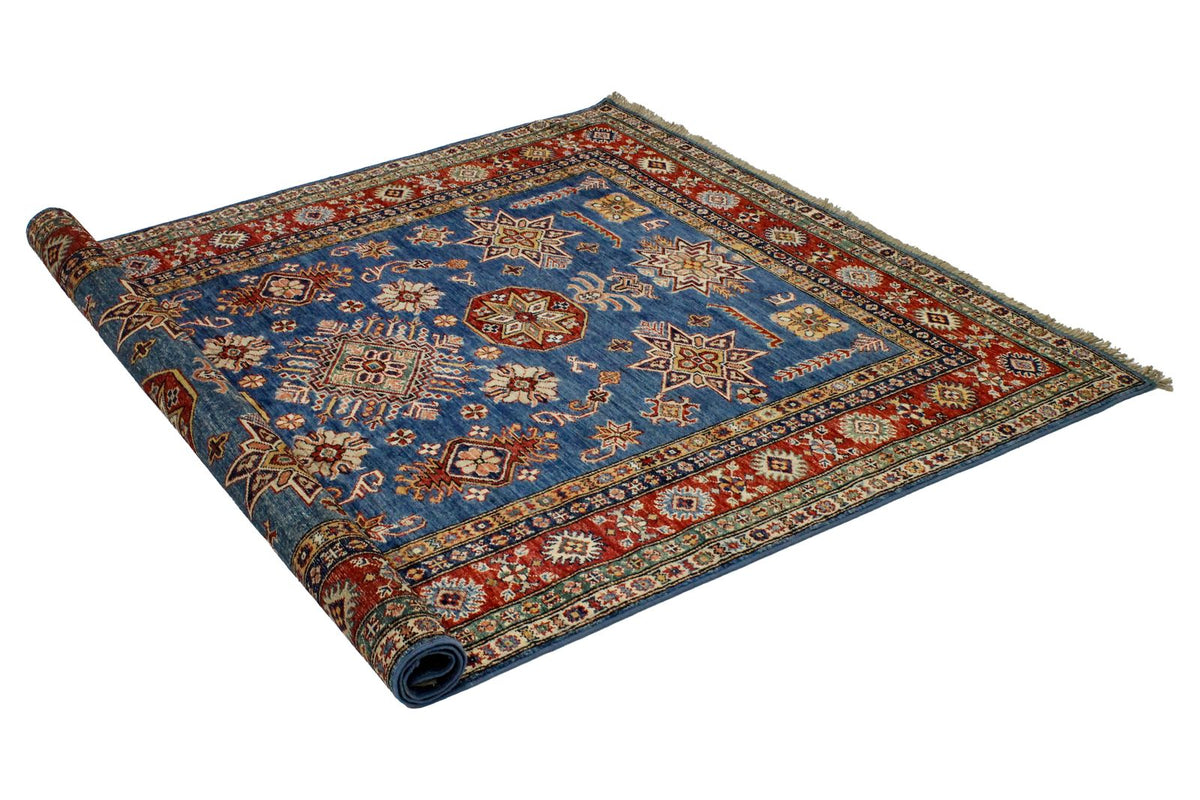 5x7 Blue and Red Kazak Tribal Rug