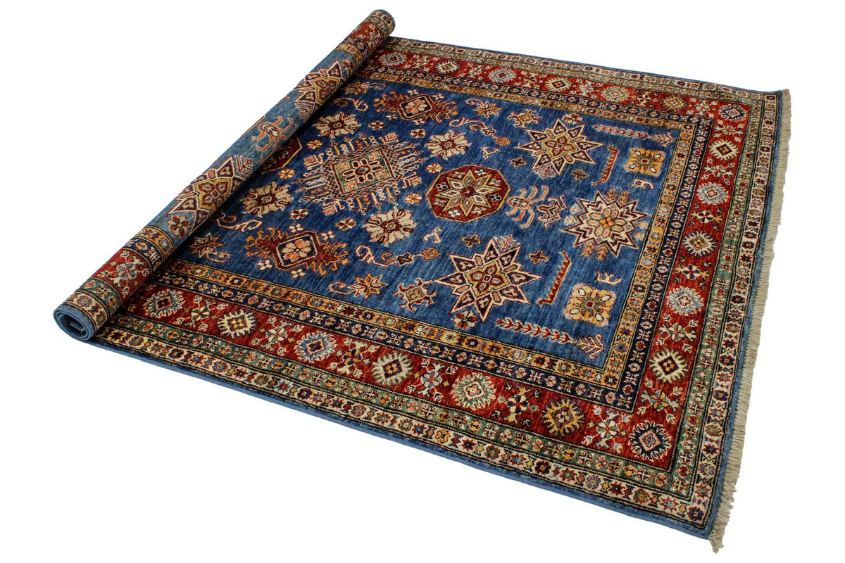 5x7 Blue and Red Kazak Tribal Rug