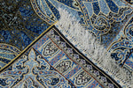 3x4 Black and Blue Turkish Silk Rug