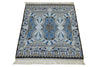 3x4 Black and Blue Turkish Silk Rug