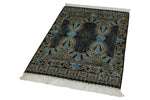 3x4 Black and Blue Turkish Silk Rug