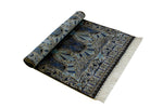 3x4 Black and Blue Turkish Silk Rug