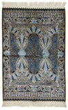 3x4 Black and Blue Turkish Silk Rug
