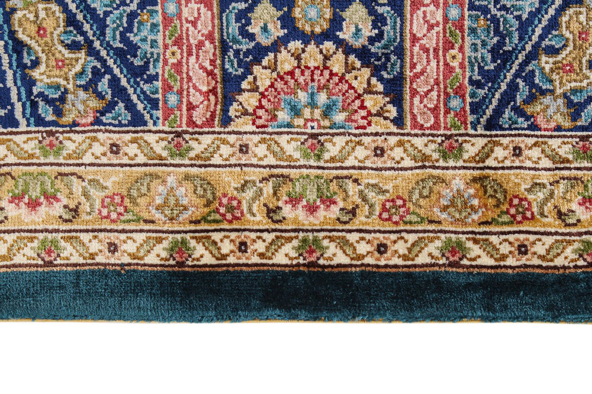 5x8 Green and Blue Turkish Silk Rug