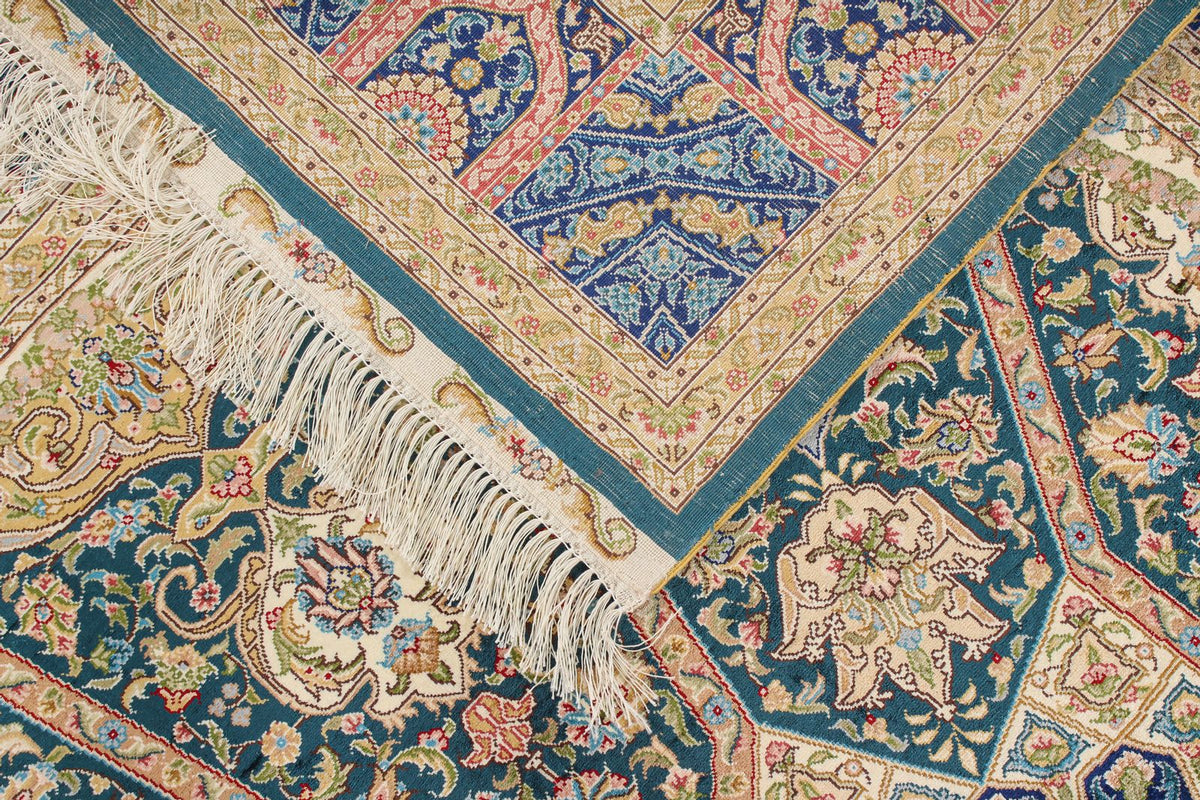 5x8 Green and Blue Turkish Silk Rug