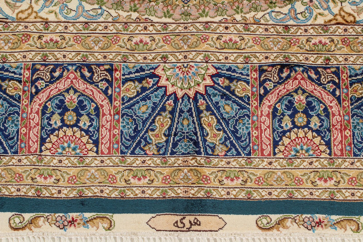 5x8 Green and Blue Turkish Silk Rug