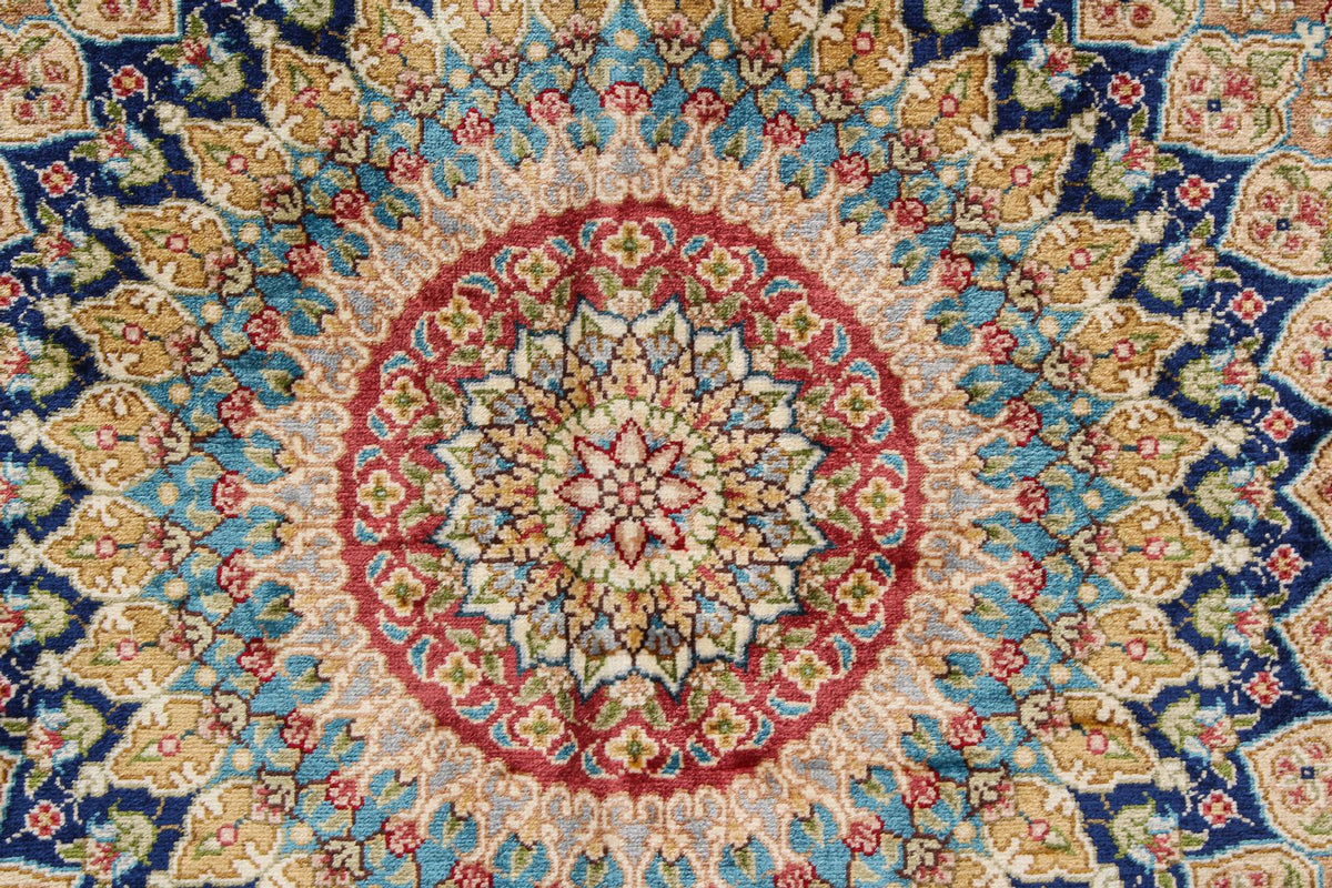 5x8 Green and Blue Turkish Silk Rug