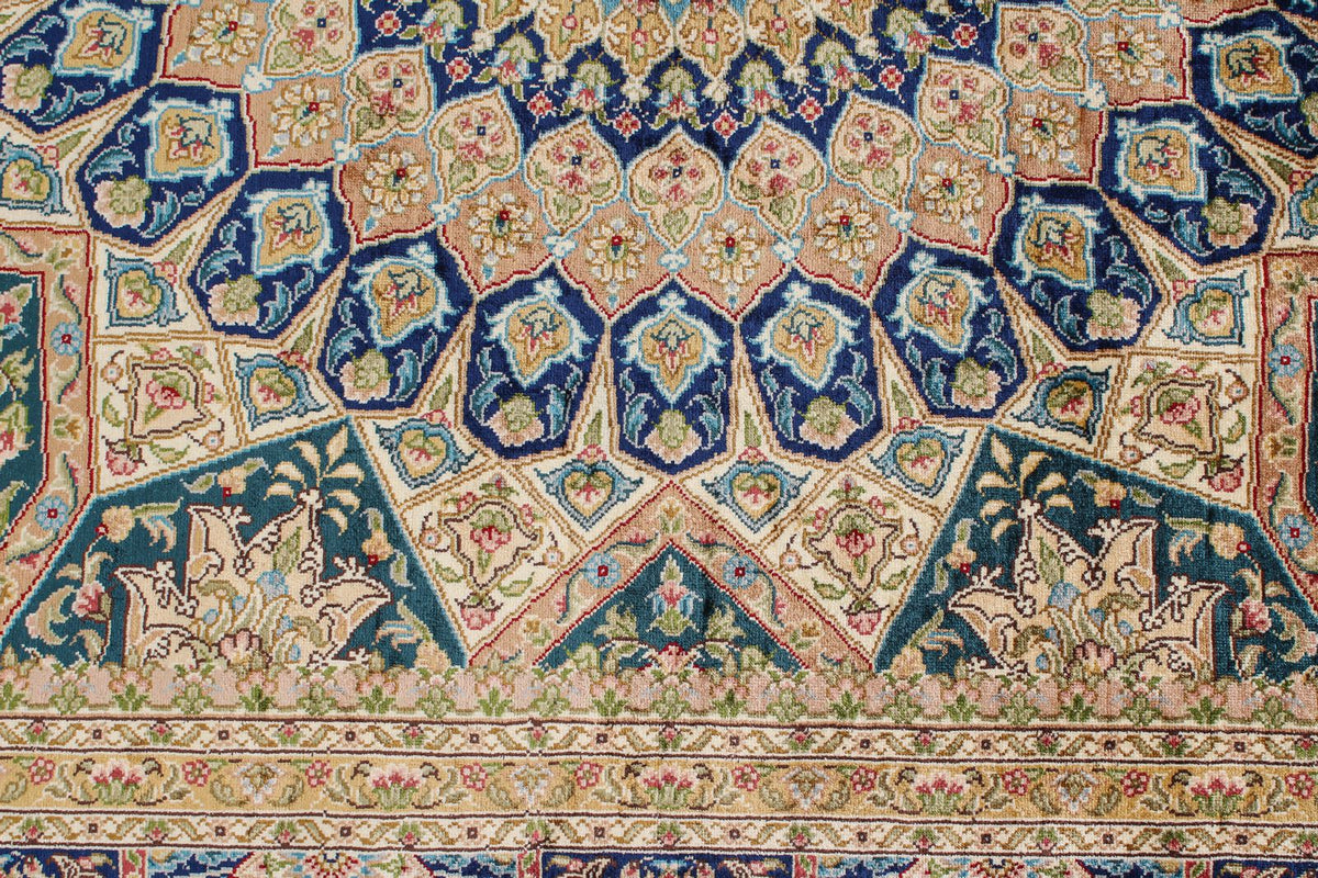 5x8 Green and Blue Turkish Silk Rug