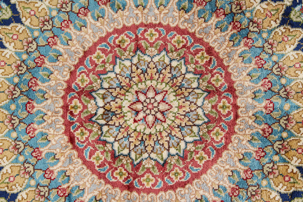 5x8 Green and Blue Turkish Silk Rug