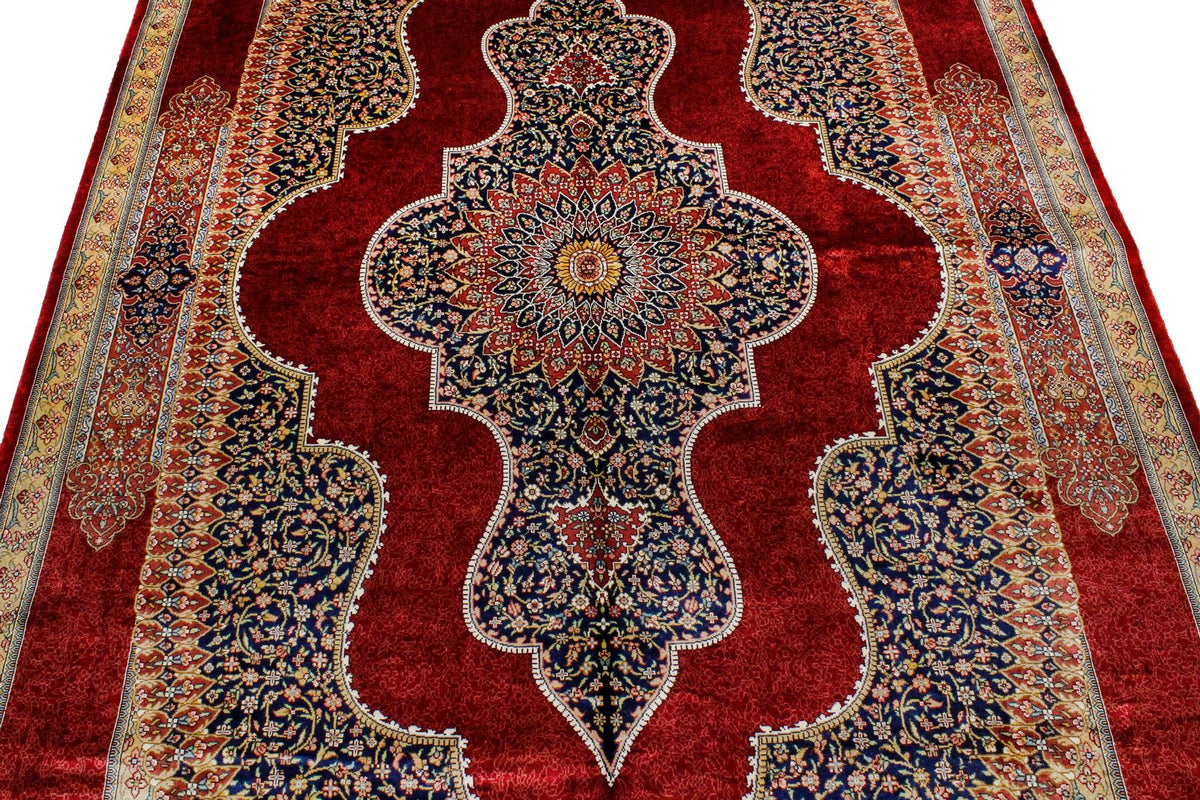 5x8 Red and Red Turkish Silk Rug